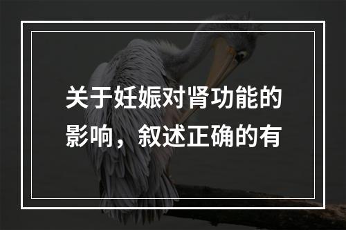 关于妊娠对肾功能的影响，叙述正确的有