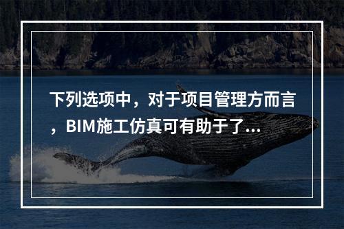 下列选项中，对于项目管理方而言，BIM施工仿真可有助于了解整