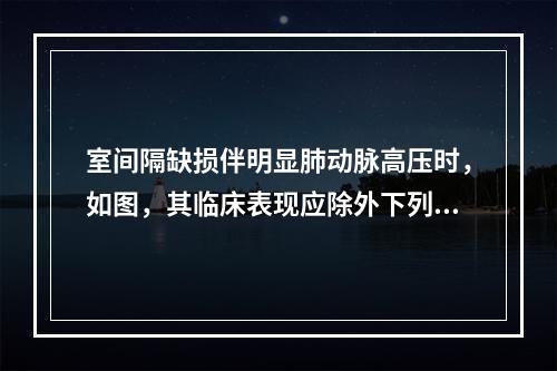 室间隔缺损伴明显肺动脉高压时，如图，其临床表现应除外下列哪一