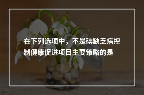 在下列选项中，不是碘缺乏病控制健康促进项目主要策略的是