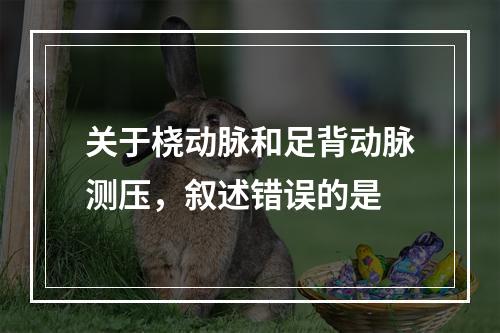 关于桡动脉和足背动脉测压，叙述错误的是