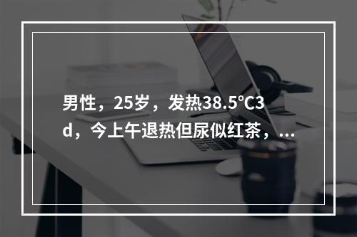 男性，25岁，发热38.5℃3d，今上午退热但尿似红茶，食欲