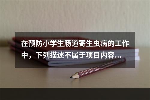 在预防小学生肠道寄生虫病的工作中，下列描述不属于项目内容所必