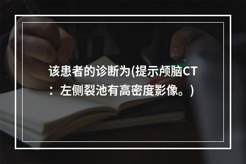 该患者的诊断为(提示颅脑CT：左侧裂池有高密度影像。)