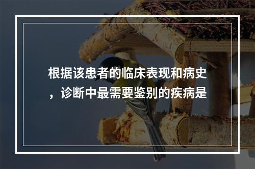 根据该患者的临床表现和病史，诊断中最需要鉴别的疾病是