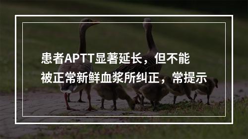 患者APTT显著延长，但不能被正常新鲜血浆所纠正，常提示