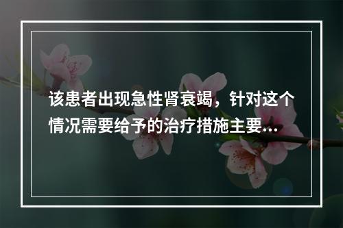 该患者出现急性肾衰竭，针对这个情况需要给予的治疗措施主要有