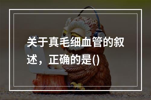 关于真毛细血管的叙述，正确的是()