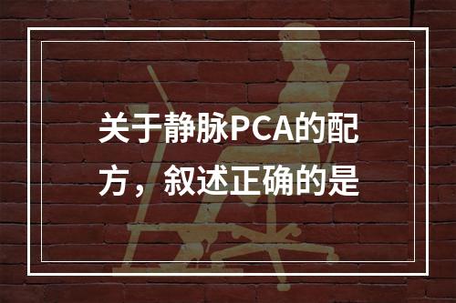 关于静脉PCA的配方，叙述正确的是