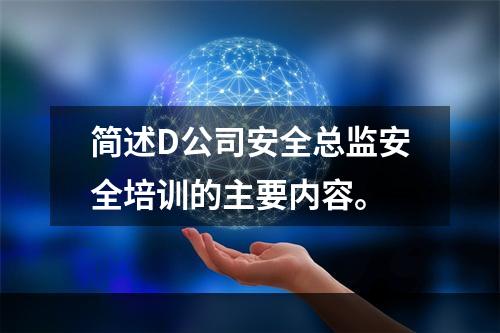 简述D公司安全总监安全培训的主要内容。