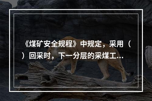 《煤矿安全规程》中规定，采用（）回采时，下一分层的采煤工作面