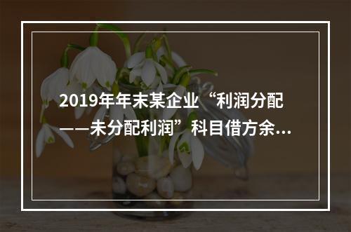 2019年年末某企业“利润分配——未分配利润”科目借方余额2