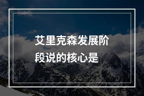 艾里克森发展阶段说的核心是