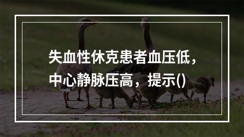 失血性休克患者血压低，中心静脉压高，提示()