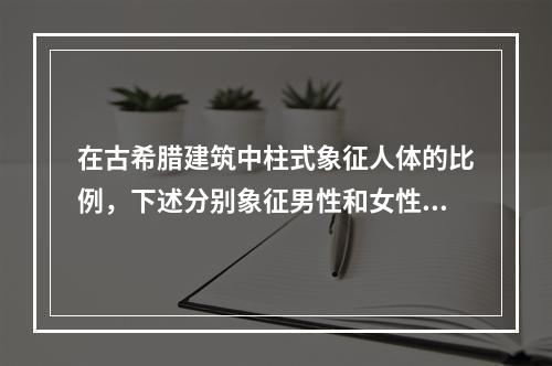 在古希腊建筑中柱式象征人体的比例，下述分别象征男性和女性人