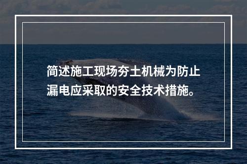 简述施工现场夯土机械为防止漏电应采取的安全技术措施。