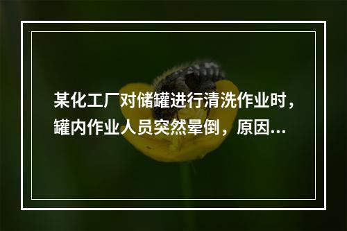 某化工厂对储罐进行清洗作业时，罐内作业人员突然晕倒，原因不明