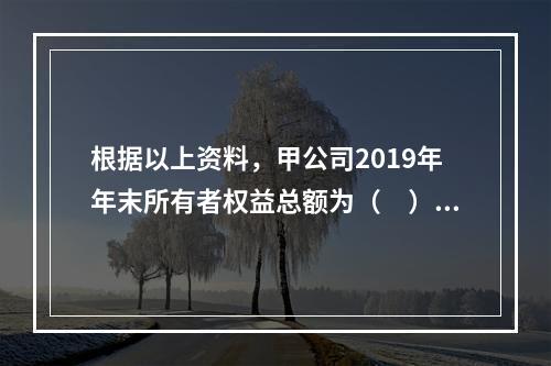 根据以上资料，甲公司2019年年末所有者权益总额为（　）万元