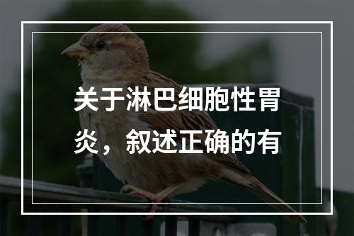 关于淋巴细胞性胃炎，叙述正确的有