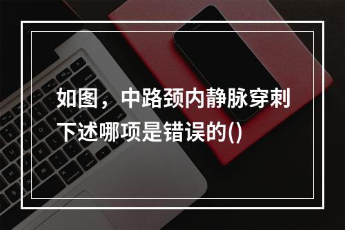 如图，中路颈内静脉穿刺下述哪项是错误的()