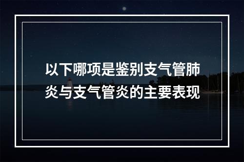 以下哪项是鉴别支气管肺炎与支气管炎的主要表现