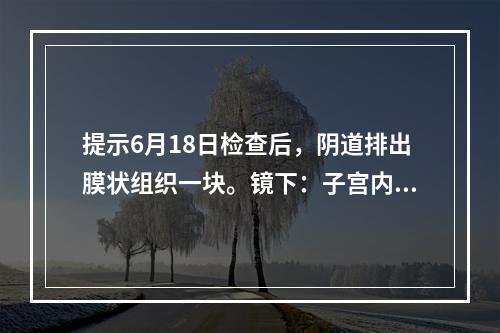 提示6月18日检查后，阴道排出膜状组织一块。镜下：子宫内膜腺