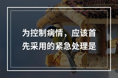 为控制病情，应该首先采用的紧急处理是