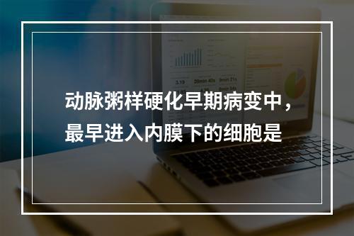 动脉粥样硬化早期病变中，最早进入内膜下的细胞是