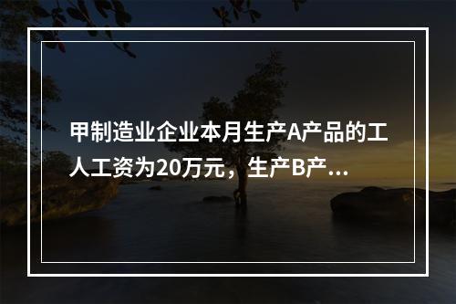 甲制造业企业本月生产A产品的工人工资为20万元，生产B产品的