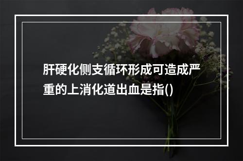 肝硬化侧支循环形成可造成严重的上消化道出血是指()