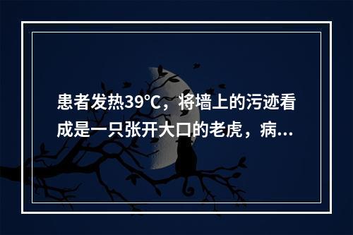 患者发热39℃，将墙上的污迹看成是一只张开大口的老虎，病人情