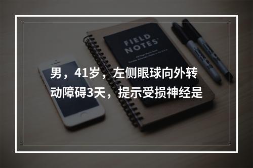 男，41岁，左侧眼球向外转动障碍3天，提示受损神经是