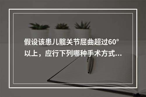 假设该患儿髋关节屈曲超过60°以上，应行下列哪种手术方式？（