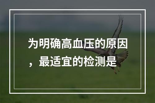 为明确高血压的原因，最适宜的检测是