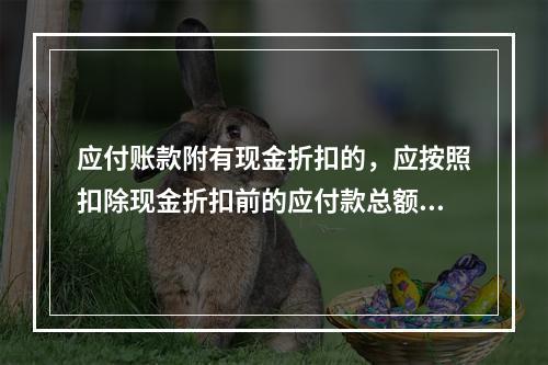 应付账款附有现金折扣的，应按照扣除现金折扣前的应付款总额入账