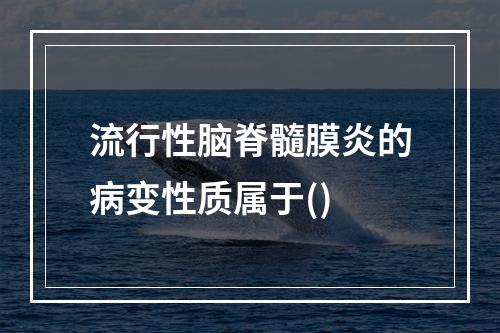 流行性脑脊髓膜炎的病变性质属于()