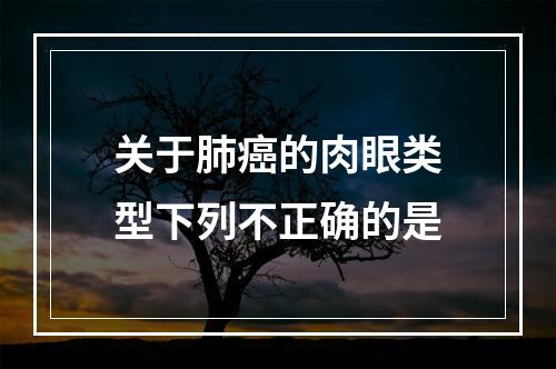 关于肺癌的肉眼类型下列不正确的是