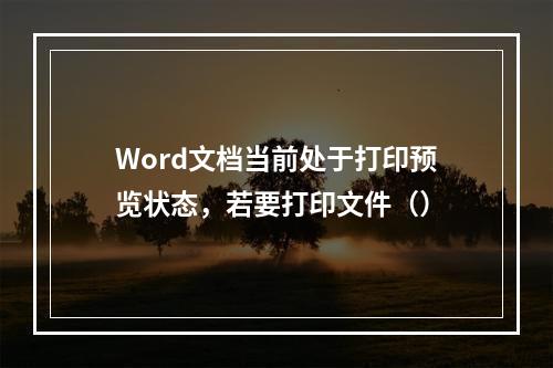 Word文档当前处于打印预览状态，若要打印文件（）