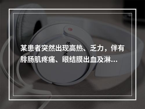 某患者突然出现高热、乏力，伴有腓肠肌疼痛、眼结膜出血及淋巴结