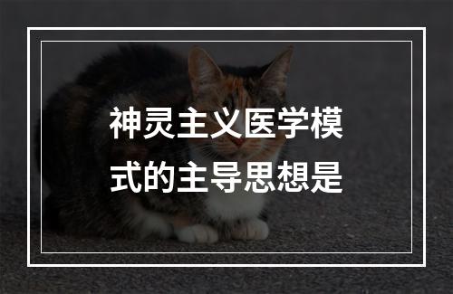 神灵主义医学模式的主导思想是