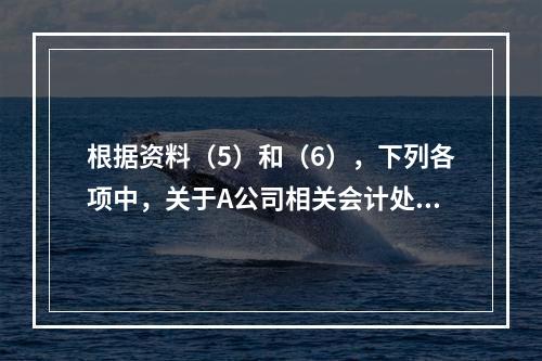 根据资料（5）和（6），下列各项中，关于A公司相关会计处理结