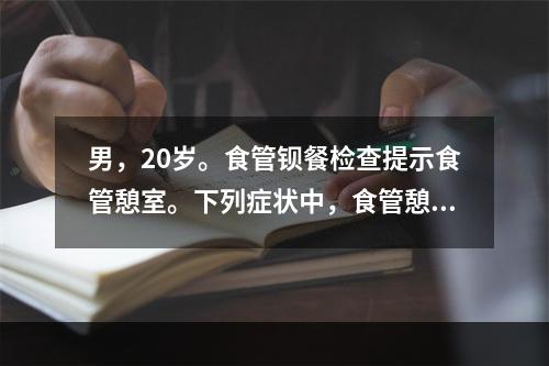 男，20岁。食管钡餐检查提示食管憩室。下列症状中，食管憩室通