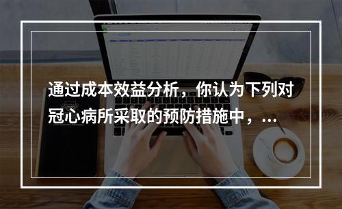 通过成本效益分析，你认为下列对冠心病所采取的预防措施中，最好