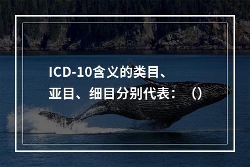 ICD-10含义的类目、亚目、细目分别代表：（）