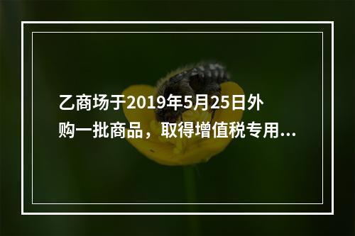 乙商场于2019年5月25日外购一批商品，取得增值税专用发票