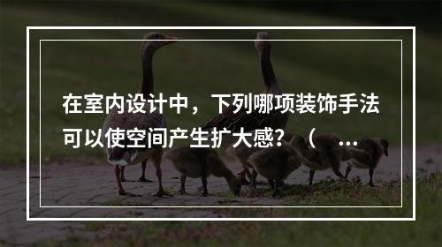 在室内设计中，下列哪项装饰手法可以使空间产生扩大感？（　　