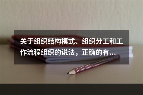 关于组织结构模式、组织分工和工作流程组织的说法，正确的有（　