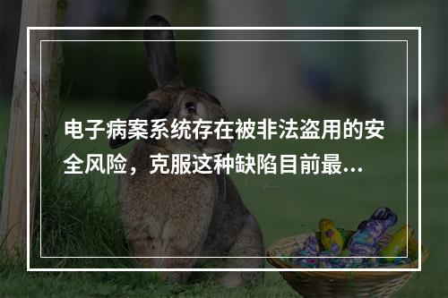 电子病案系统存在被非法盗用的安全风险，克服这种缺陷目前最有前