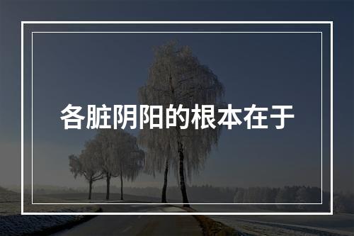 各脏阴阳的根本在于