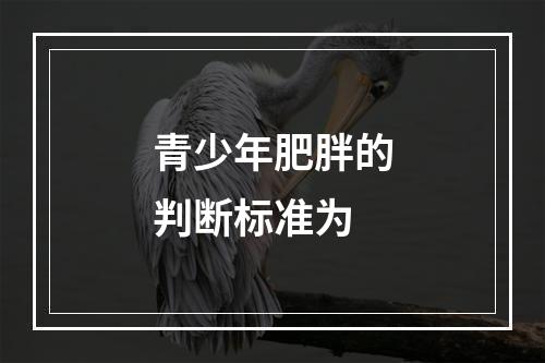 青少年肥胖的判断标准为